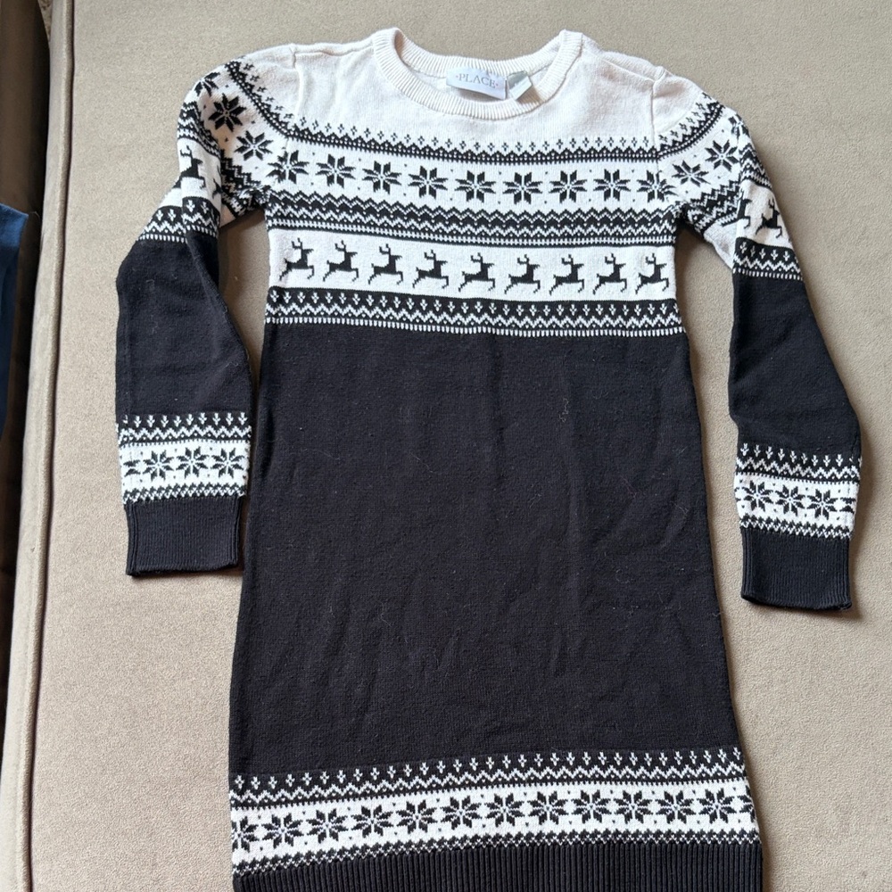 The Children's Place Black and Cream Knit Dress